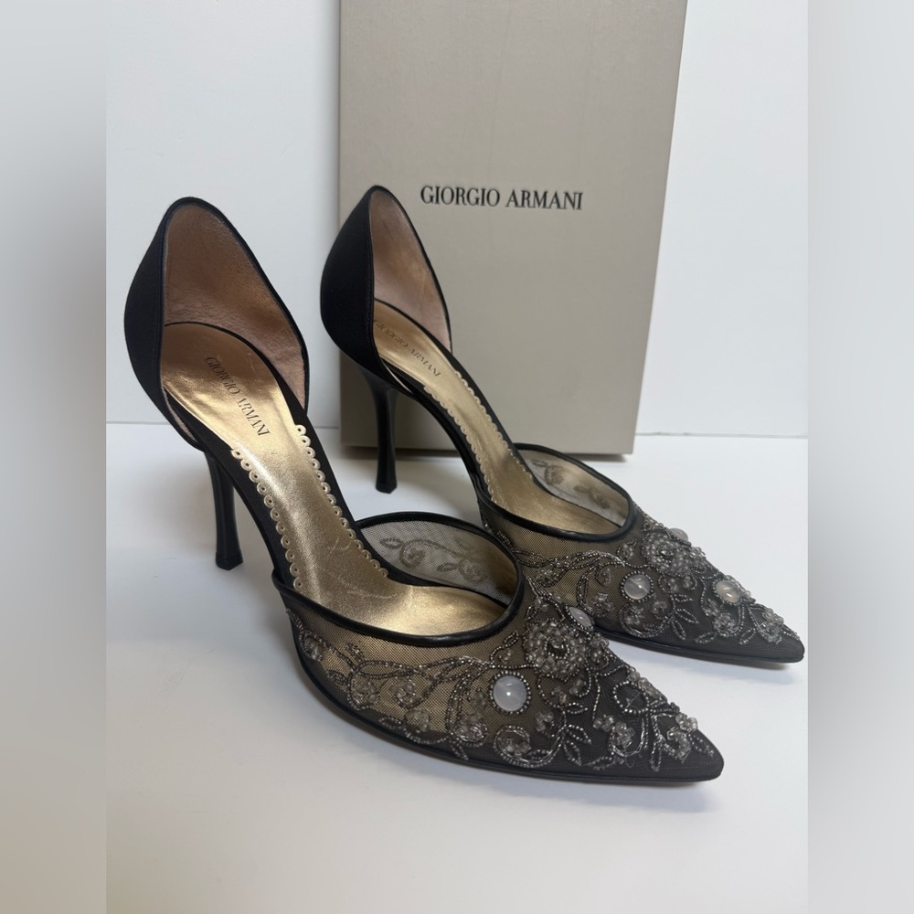 Giorgio Armani Euro 40 US 10 formal high heel shoes stilettos embellished $900